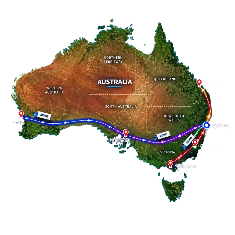 Interstate Removalists & Packers Sydney Australia Route Map